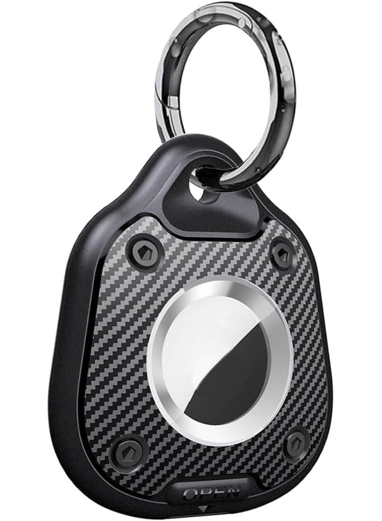 Ecosystem Waterproof Case for AirTags with Wire Cable, IP67 Secure Lock Keychain Holder, 360° Hard Protective Cover for Key Ring, Car, Luggage (Black With Ring) - Image 1